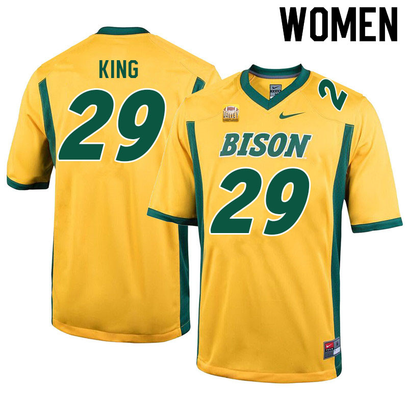 Women #29 Reggie King North Dakota State Bison College Football Jerseys Sale-Yellow - Click Image to Close